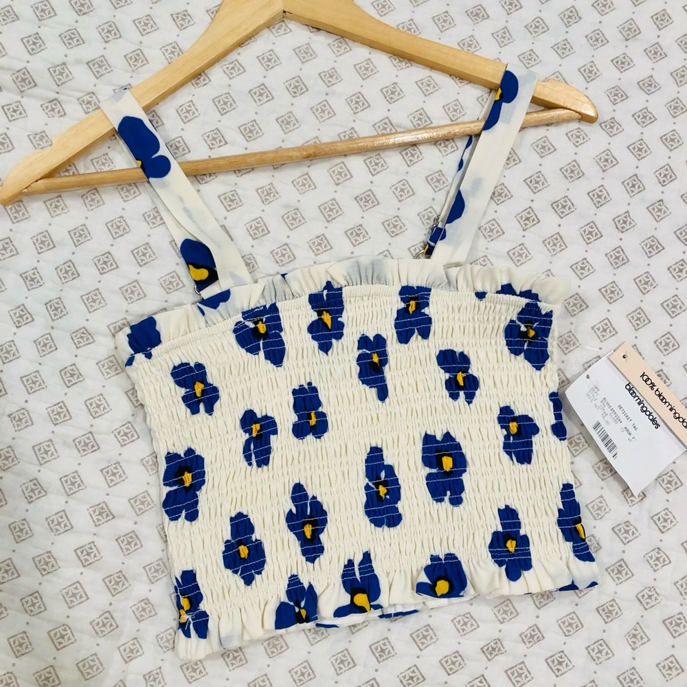 AQUA Floral Smocked Crop Top from Bloomingdales!